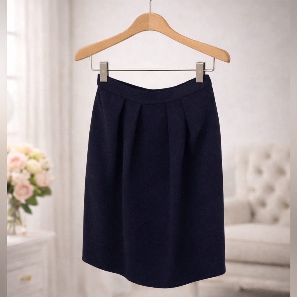 Oscar de la Renta 100% Wool Skirt Suit Navy Blue Made in Italy Size 4 - Picture 5 of 6